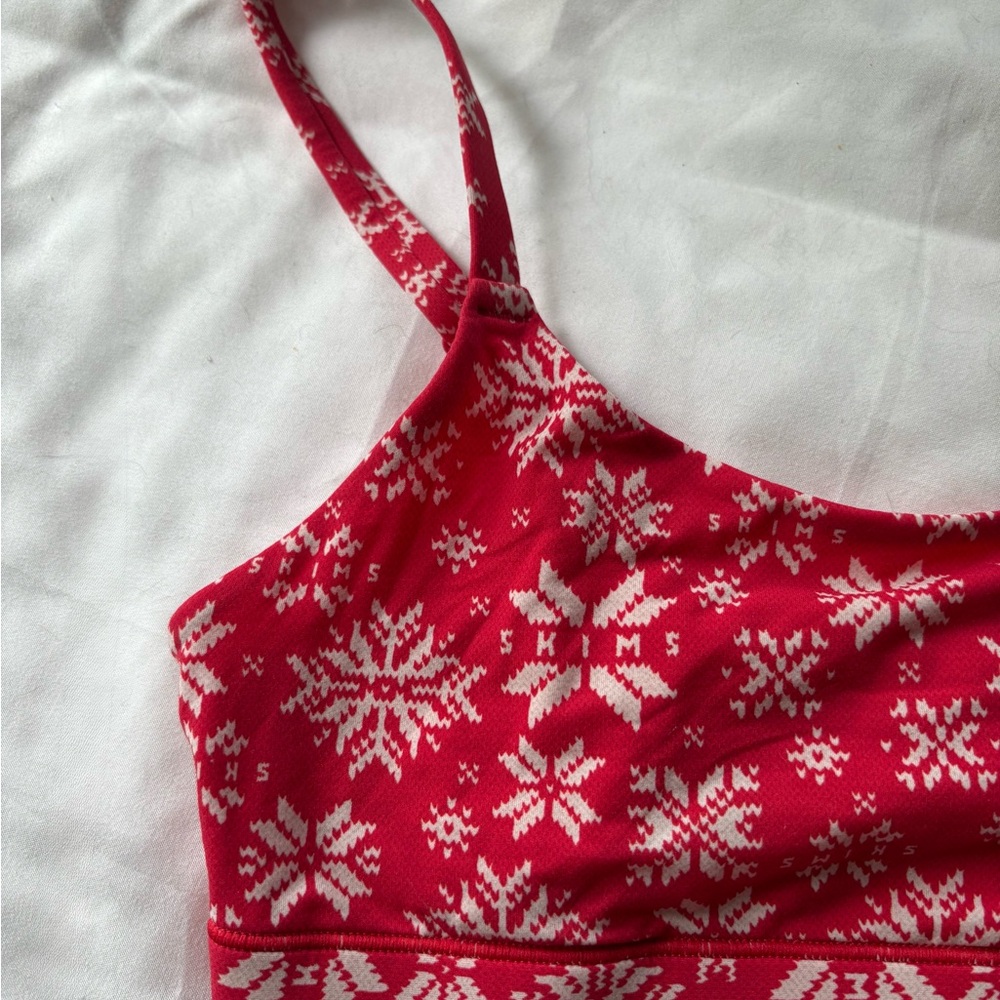 SKIMS Festive Red and White Snowflake Top